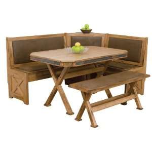  Arizona Rustic Oak Breakfast Nook Set W/ Upholstered Seats 