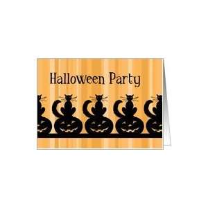 Halloween Pumpkin Carving Party Invitation Card   Orange Stripes Black 