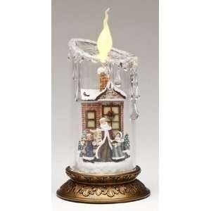 Bristol Falls LED Lighted Clear Pillar Victorian Christmas Candle 