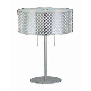   , Polished Steel with Net Metal Shade with White Polished Steel Back