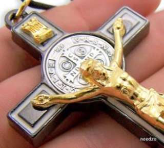 Saint St Benedict Crucifix Medal Cross Gold Silver  