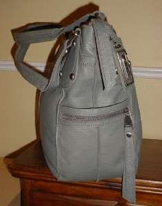 NEW B Makowsky Cape Town Tote Grey Leather Handbag Purse Shoulder Bag 