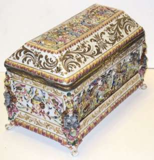 Antique Italian Capodimonte Porcelain Dresser Box  