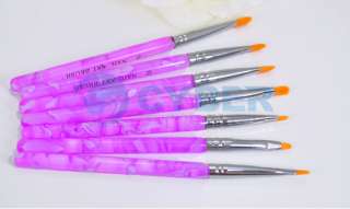 7pcs Flat UV Gel Acrylic Nail Art Builder Painting Brush Pen Design