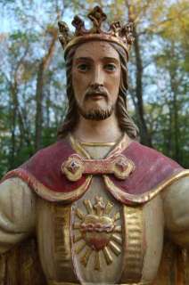 Fine older Wood Carved Statue Christ (Sacred Heart)  