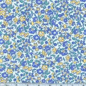  45 Wide Pocketful Of Posies Blue/Yellow Fabric By The 