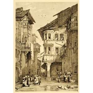  1915 Print Samuel Prout Art Sion Switzerland Streetscape 