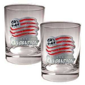  New England Revolution MLS 2pc Rocks Glass Set   Primary 