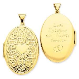 Celtic Heart Oval Locket in 14k Yellow Gold