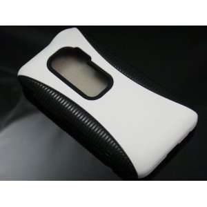  WHITE Hard Plastic Hybrid Rubber Case for HTC EVO 3D [In 