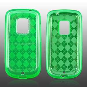  for Sprint HTC Hero Silicone Case Argyle Clear Green 