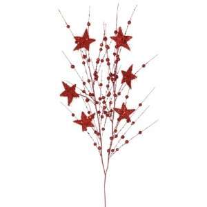 Pack of 6 Red Sparkling Glitter Berry Star Christmas Spray Picks 34