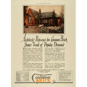  1926 Ad Common Brick Home Ray J. Kieffer Los Angeles CA 