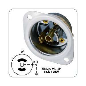  HUBBELL HBL7595 AC Flanged Inlet NEMA ML 2P Male Stainless 