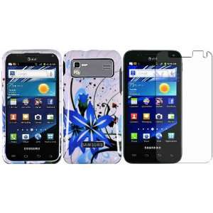 Blue Splash Hard Case Cover+LCD Screen Protector for Samsung Captivate 