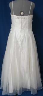 New Long Informal Wedding Gown Prom Ball Dress Gala Ivory/ Silver XL 