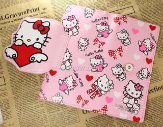 Pink hello kitty cat bifold flap cover card photo faux leather bag 