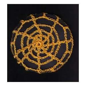  Yellow Orange Spider Web Crocheted Hair Bun Cover  LARGE 