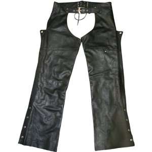Power Trip Power Chaps Mens Leather Cruiser Motorcycle Pants   Black 