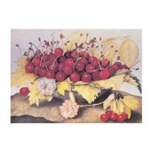 Dish of Cherries & Carnations, Kitchen Note Card by Giovanna Garzoni 