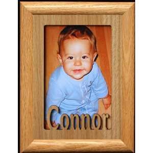  5x7 Connor ~ Portrait Laser Cut Oak PHOTO NAME FRAME 