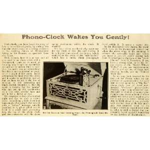 com 1920 Article Phonograph Phono Alarm Clock Westminster Abbey Music 