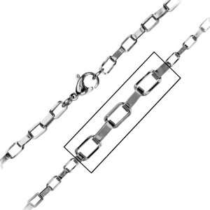   Inox Jewelry 316L Stainless Steel 3.2mm Box Chain Necklace Jewelry