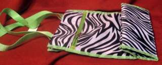 Zebra Black White Lime Green Tote Bag NWT Embroidered G  