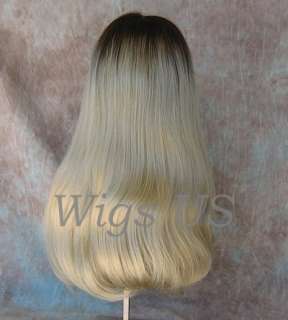WIGS Extra Long Wavy Skin Top Champagne Blonde with Dark roots Wig 