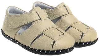 Boys Toddler REAL Leather Soft Sole Baby Shoes   Cream  