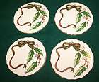 Four Beautiful HOLLY HOLIDAY CHRISTMAS Coasters with 22KT Gold Trim