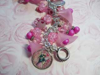 Think Pink Lily and the Pig Altered Art Charm Bracelet  