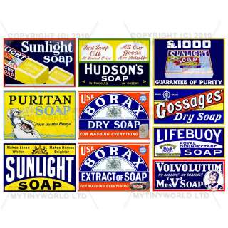 Set of 10 Miniature Soap Shop Signs Circa 1890 1920  