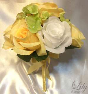   Bouquet Flower Decoration Bride Package WHITE YELLOW GREEN  