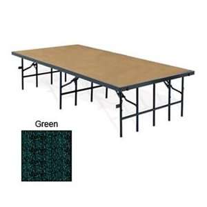  Portable Stage With Carpet   96L X 48W X 8H   Green 