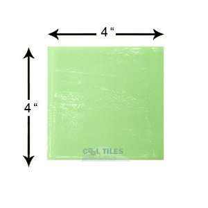   glass 4 x 4 glass tiles in light green solid