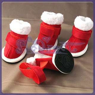 Dog Chihuahua Puppy Xmas Red Cozy Snow Booties Shoes XS  