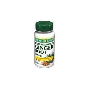 Natures Bounty Ginger Root, Natural Whole Herb, 550 mg, Capsules, 100 