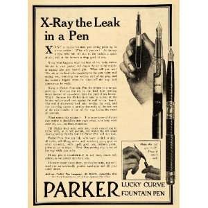  1911 Ad Parker Lucky Curve Fountain Pen X Ray Writing 