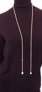 Joann Smyth Cultured Pearl & 18Kt Gold 42 long w/Gold stations Lariat 