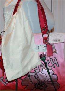 New Coach Poppy Pink Signature Flower Tote 16340  