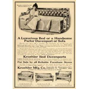  1914 Vintage Ad Kroehler Sofa Sleeper Beds Davenports 