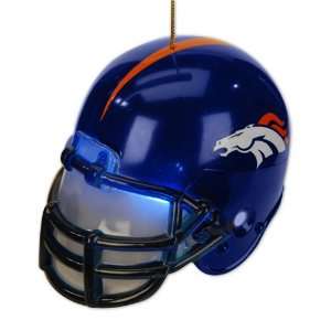   of 2 NFL Denver Broncos Light Up Football Helmet Christmas Ornaments