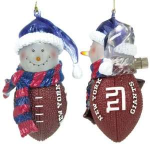 New York Giants 5 Light Up Snowman Christmas Tree Ornament   NFL 