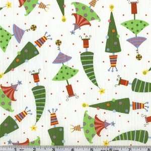  45 Wide Merrytown Allover Christmas Trees White Fabric 