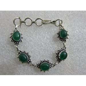   Green Onyx Studded Silver Malachite Bracelet Mogul interior Jewelry