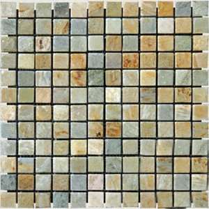 Montego Sela 1x1 Golden White Quartzite Tumbled Mosaic Tile 12 x 12 In 