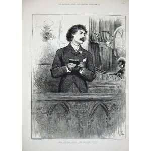  1882 Church Choir Man Leading Tenor Singing Organ Art 
