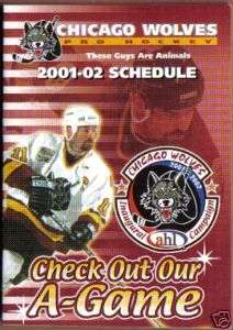 2001 02 Chicago Wolves AHL Hockey Pocket Schedule AT&T  
