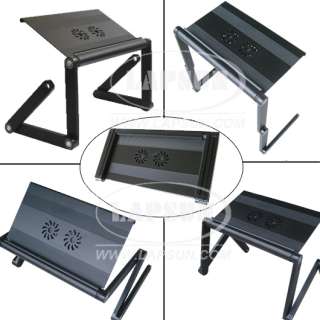Folding Laptop Bed Table Desk Stand Cooling Fan Cooler  